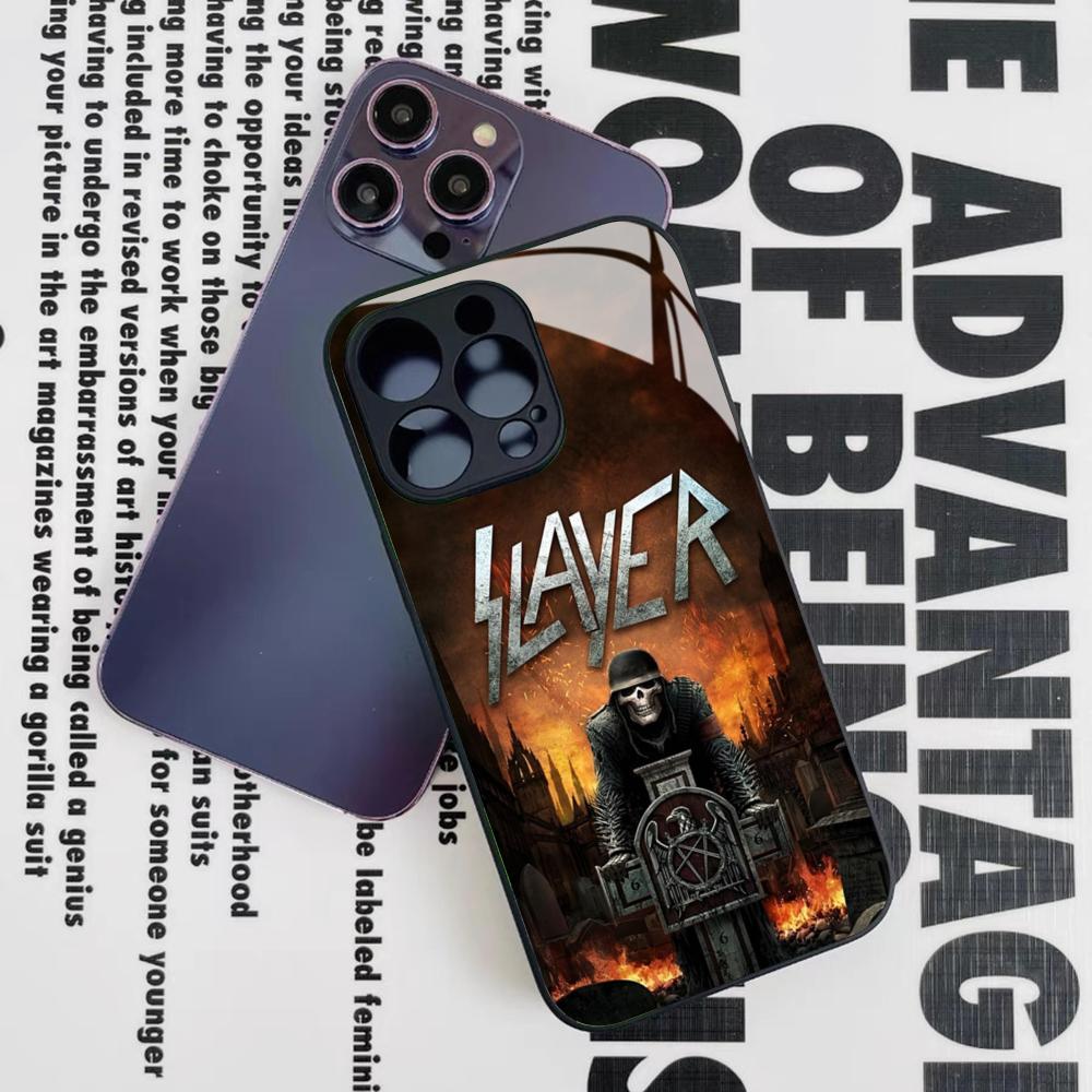 Чехол для телефона Slayer Heavy Metal Rock Band для Iphone 17 16 15 14 12 11 13 Pro Max Mini X Air Puls Черное Стеклянное Покрытие