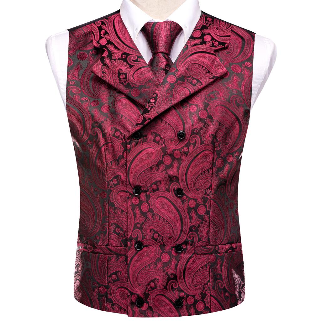 Formal Casual Vest Tie Set Mens Silk Waistcoat Tuxedo Gilet Hankie Cufflinks