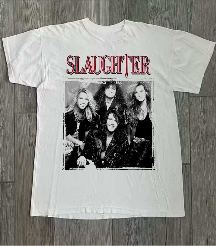 Новая Популярная Группа Slaughter Белая Футболка Хлопок Полный Размер Унисекс Футболка