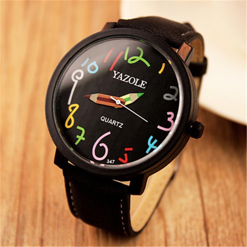 Women's Watches Stylish Fashion Wristwatch Creative Pencil Needle Lady Leather Clock Quartz Men Watch Gift Students Reloj Mujer