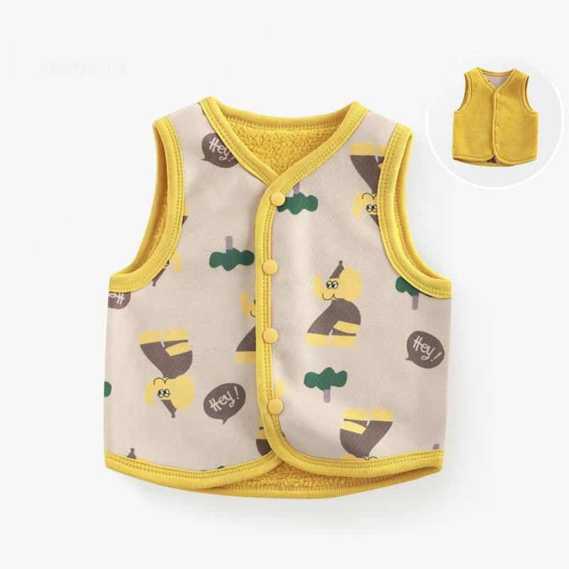 Детский бархатный жилет для малышей и девочек, теплый мягкий зимний жилет, осенняя безрукавка, детская весенняя верхняя одежда с героями мультфильмов