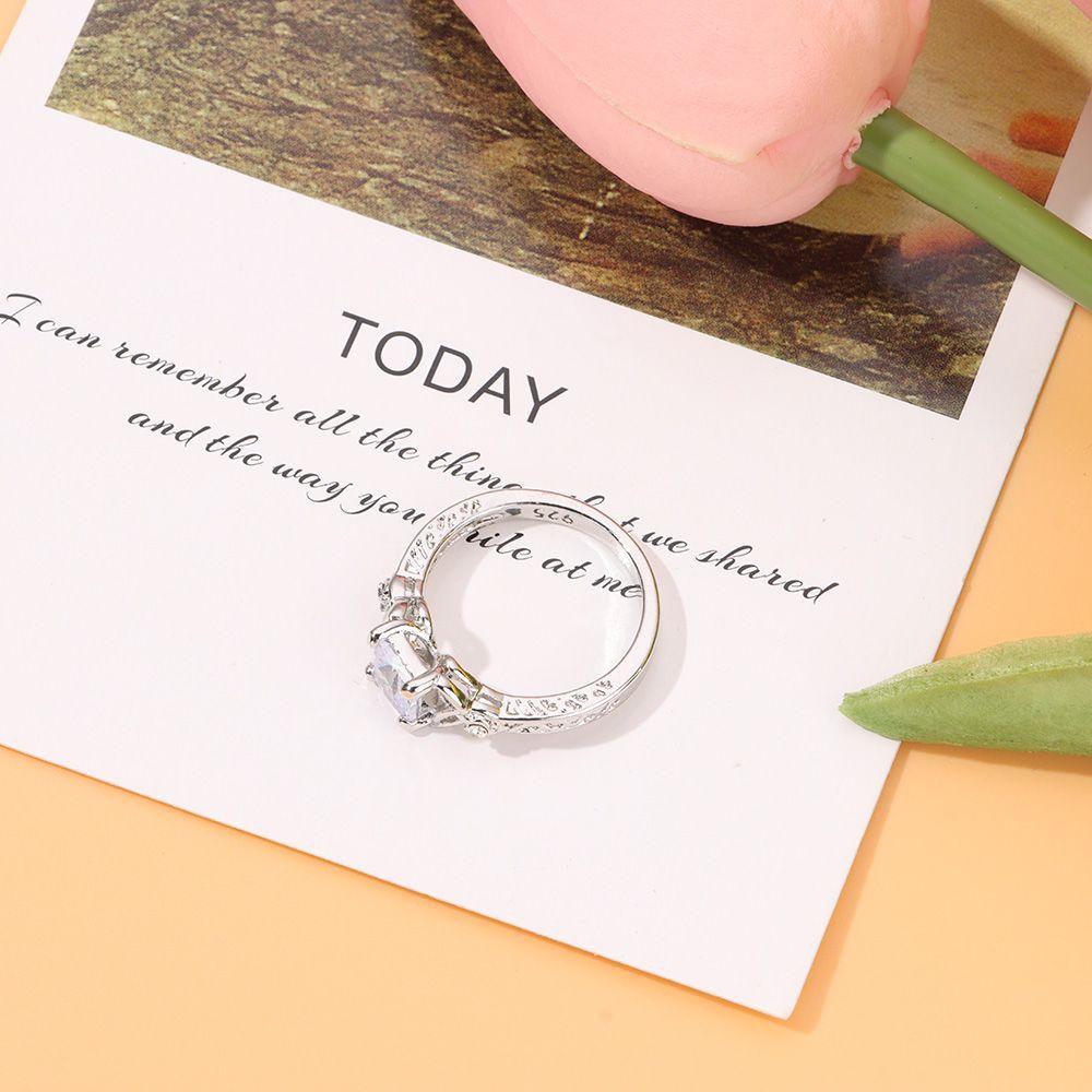 Birthday Anniversary Simplicity Women Exquisite Zircon Jewelry 925 Sterling Silver Diamond Ring