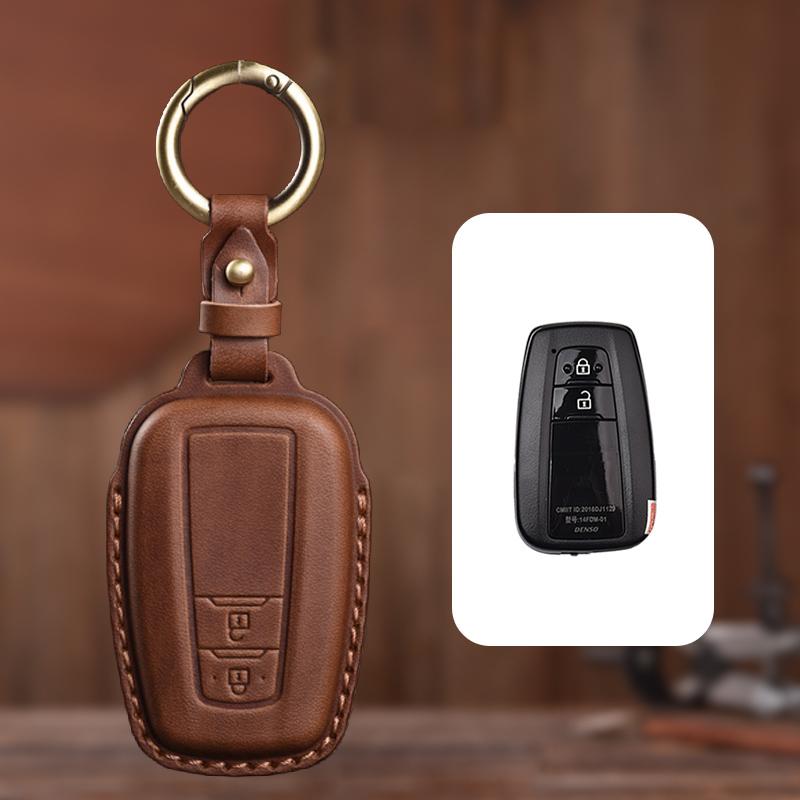 Genuine Leather Protector For TOYOTA Camry CHR Corolla RAV4 Avalon Land Cruiser Prado Prius Key Case Cover Fob