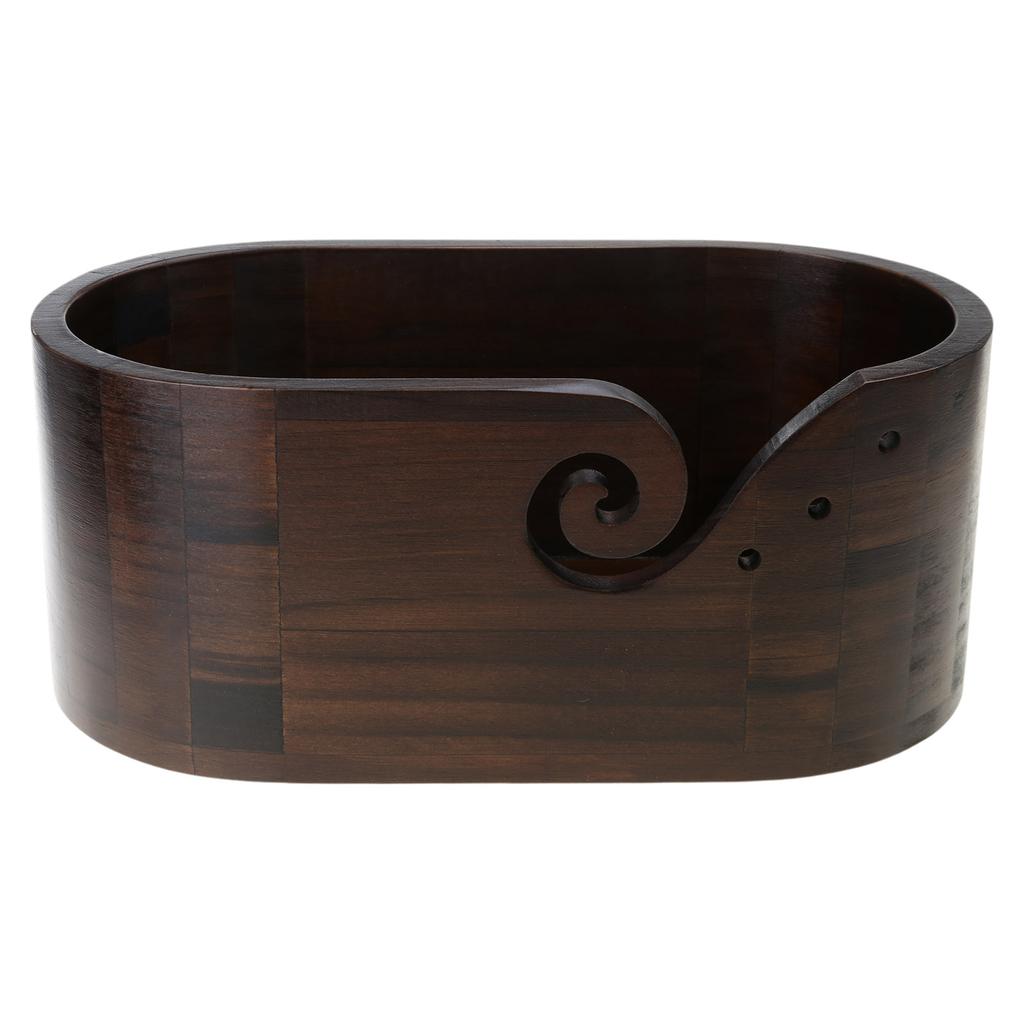 Wood Yarn Bowl with Holes Knitting Wool Holder Crochet Yarn Storage Bowl Embroidery Crocheting Storage Accessories