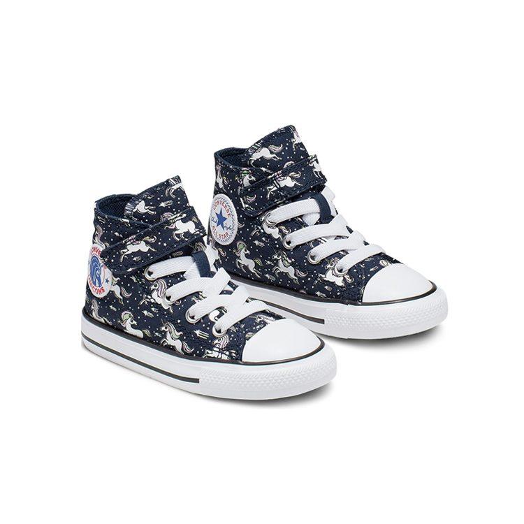 Converse Chuck Taylor All Star Hook and Loop High Top High top Toddler Shoes Marine Blue Infant And Toddler 766203C