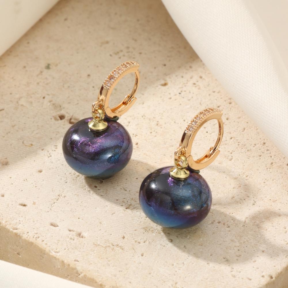 New Fashion Bread Round Big Pearl Dangle Earrings For Women Wedding Jewelry Gift Temperament Cubic Zirconia Eardrop