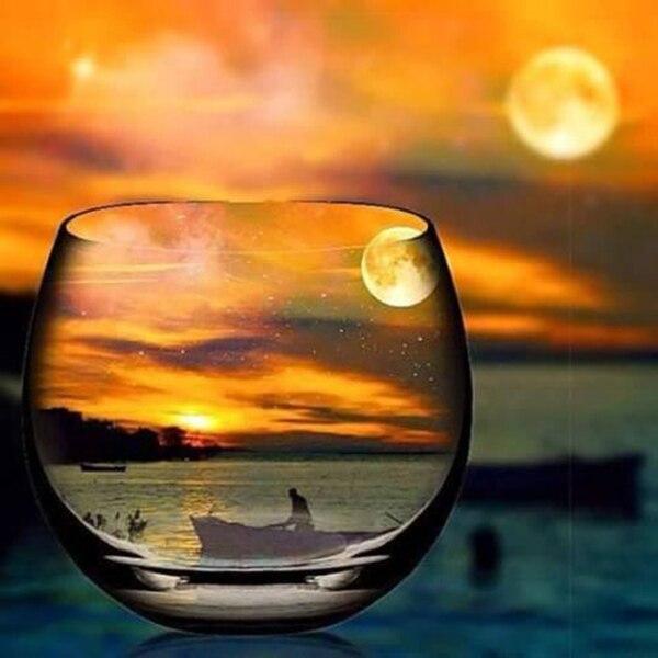 5d алмазная живопись полная квадратная/круглая алмазная вышивка закат бутылка вина пейзаж горный хрусталь DIY мозаика украшение дома