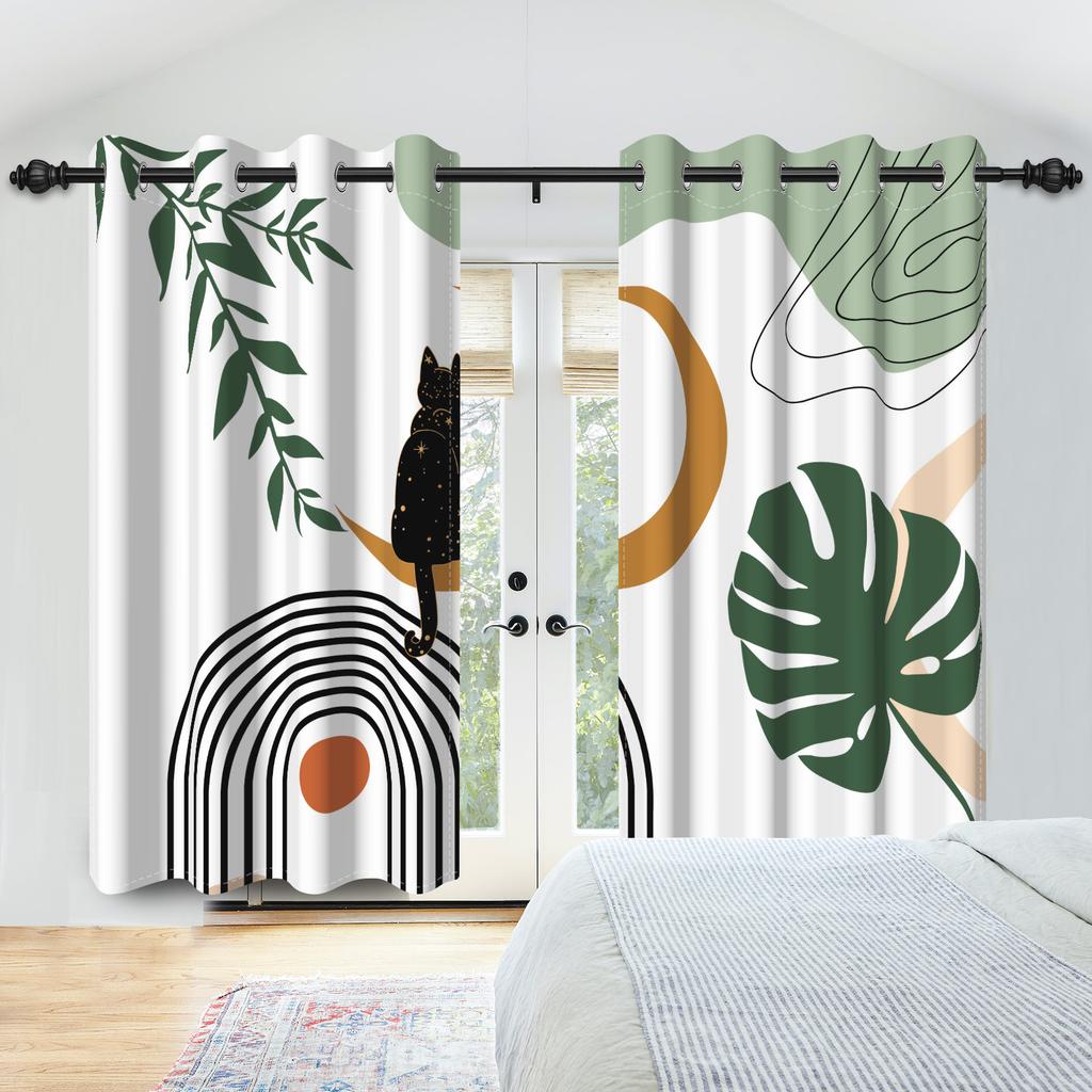 Abstract Blackout Curta Boho Modern Sun Moon Abstract Geometric Design Medieval Minimalism Nordic Polyester Bedroom Curta