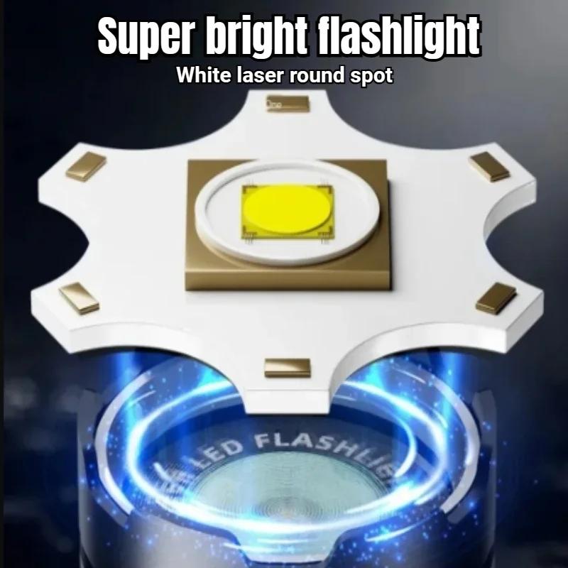 Powerful Zoom LED Flashlight Power Display Rechargeable White Laser Torch Waterproof Outdoor Hiking Long Range Tactical Lantern