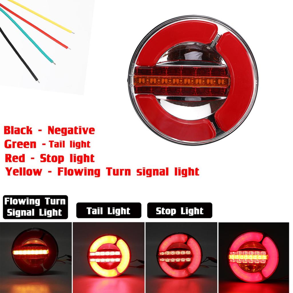 1/2/4x Waterproof LED Trailer Truck Rear Tail Light Taillight Reverse Brake Stop Lights Car Bus Caravan Flowing Turn Signal Lamp