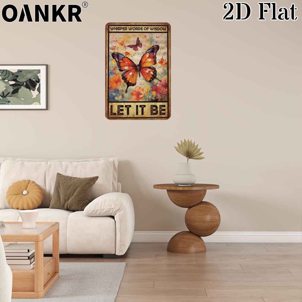 Vintage Childrens Room Sweet Decor Poster Metal Tin Sign Butterfly Let It Be Wall Posters Metal Signs for Bedroom Home Decor