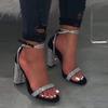 2025 New Summer Women Sandals Rhinestones Open Toe High Heel Sandalias Sexy Banquet Pumps Women's Square Heels Shoes WSH4602