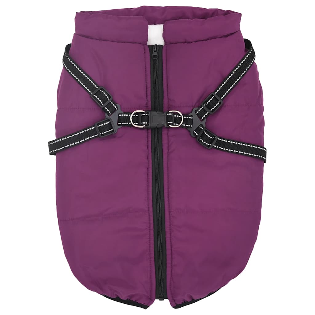 Waterproof Reflective Dog Coat with Integrated Harness Purple Size L44