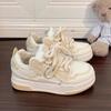Женские белые туфли на шнуровке с толстой подошвой и цветными блоками, осень 2024 года, новые дышащие универсальные спортивные туфли