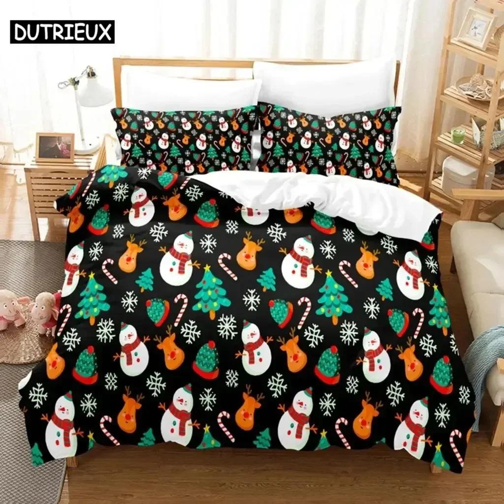 Luxury New 3D Print Christmas Duvet Cover Set King Size Single Double Bed Queen Full Blue Quilt Case Linen Twin Bedding Sets