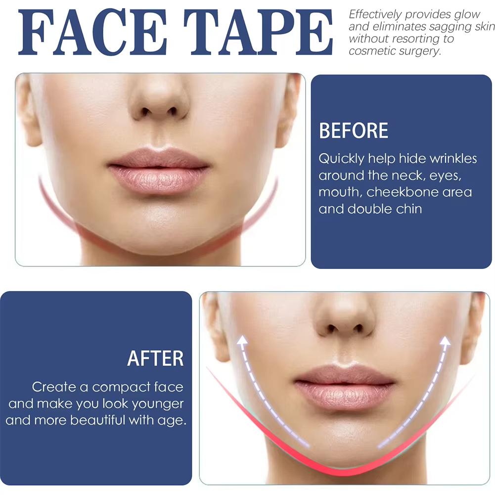 Портативные полоски для подтяжки лица 60 шт. безопасные ингредиенты антивозрастные пластыри водонепроницаемые эластичные дышащие для лица лба шеи