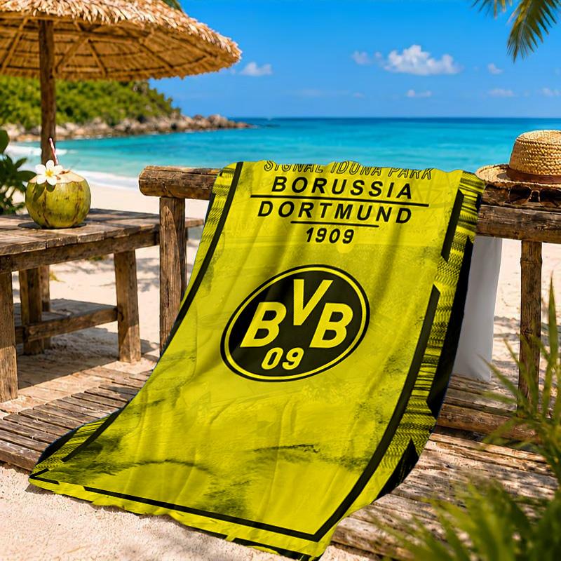 Пляжное полотенце из микрофибры с принтом дизайна футбольного мяча BVB, мягкое и впитывающее, быстросохнущее, идеально подходит для летних путешествий, незаменимо для пляжа, бассейна