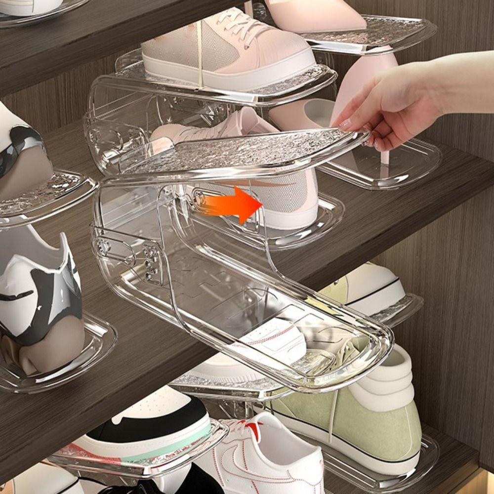 New Double Layer Shoe Rack Solid Color Space Saving Shoes Stand Durable Adjustable Shoe Organizer Cabinet