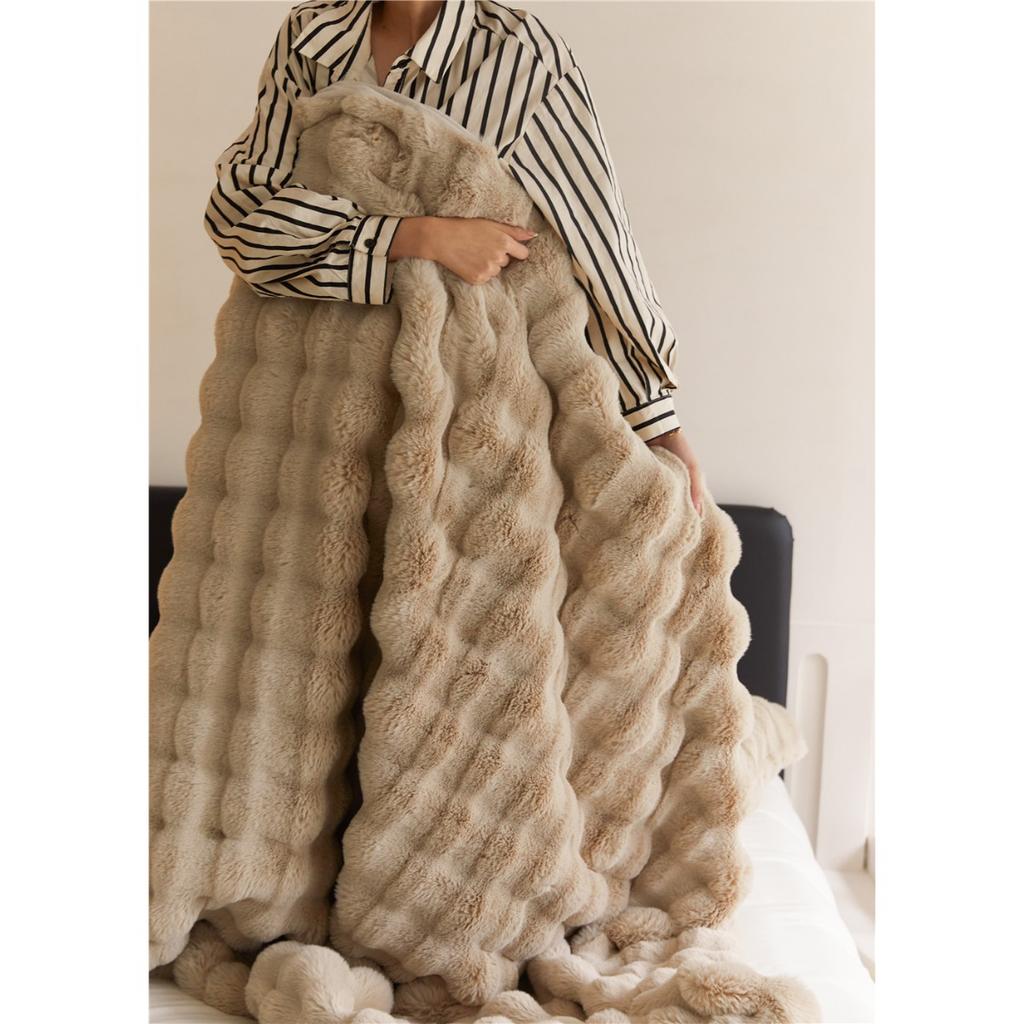 Blanket Imitation Rabbit Blanket, Bubble Velvet Blanket, Double-sided Thick Office Nap Blanket, Sofa Cover Blanket