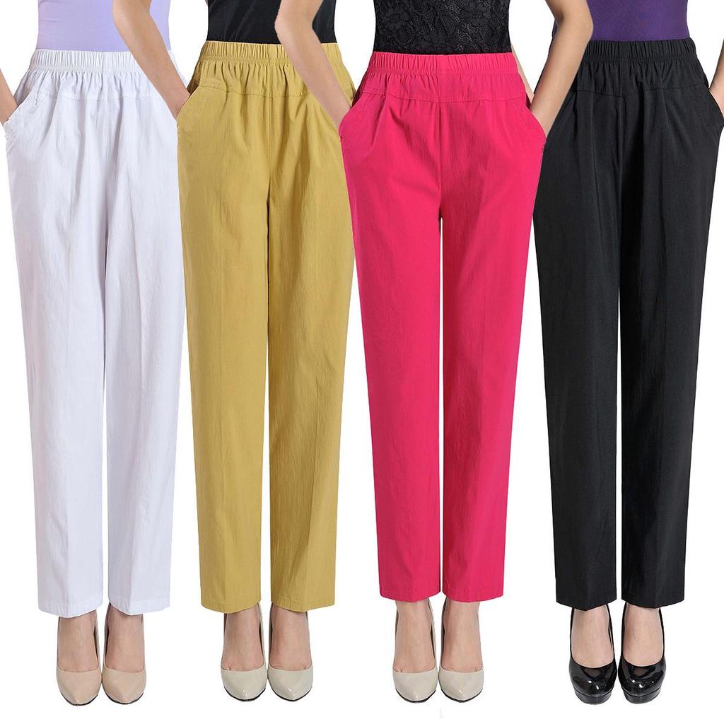 Middle-aged and Elderly Women's Pants Summer Thin High-waisted Loose Casual Stretch Women's Pants