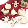 4pcs DIY Wood Christmas Ornament Unfinsihed Wooden Christmas Tree Hanging Decorations for DIY Craft Xms Home Party Decor