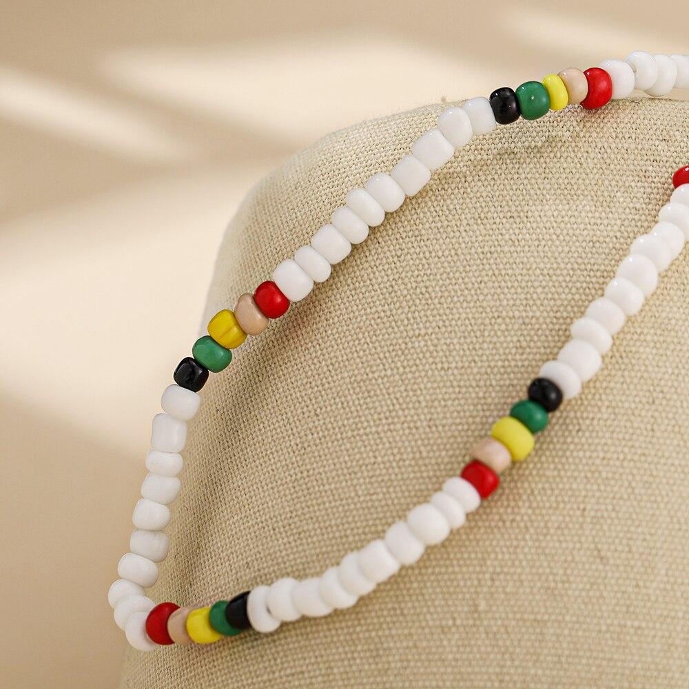 iF ME Korean Fashion Colorful Beads Flower Beaded Necklace For Women Bohemian Beads Clavicle Chain Choker Necklace Jewelry
