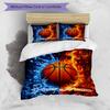 3PC Custom Name "Fire Water Basketball" Bedding Set Printed Bedding Set Duvet Cover Closure Includes 1 Duvet Cover & 2 Pillowcases for All Seasons Bed
