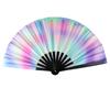 Women Men Rave Festivals Hand Stain Fan Cool Reflective Fan Silk Folding Fan Folding Hand Fan