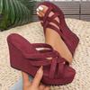 Fashion Women Sandals Summer Shoes Slope Heel New Thick Platform Soled Slippers Anti Slip Fashionable Women Cool Women Wedge Sandals