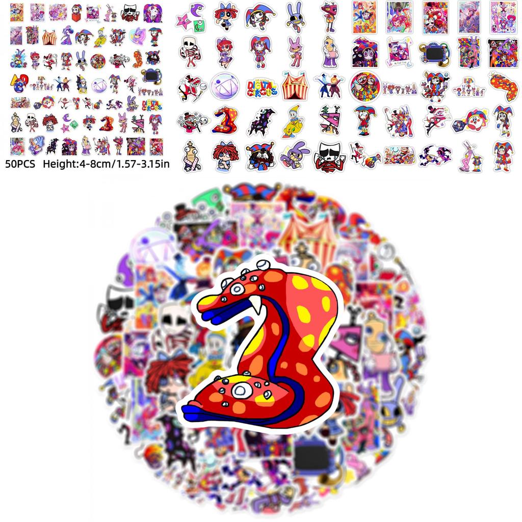 Удивительный цифровой цирк Мультяшные наклейки 60 штук Веселые и уникальные дизайны Наклейки на автомобиль