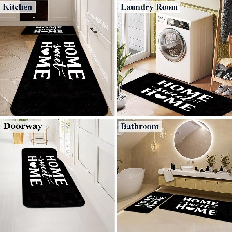Classic Home Sweet Home Floor Mat, Flannel Door Mat, Non-slip and Dirt-resistant Carpet By The Bedroom Bedside