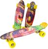 22" Beginner Adult Skateboard with Plastic Deck, Single Kick, and Water Transfer Design for Street Cruising.