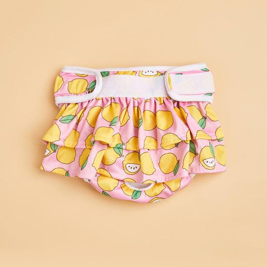 Физиологические штаны для домашних животных, многоразовые застежки-ленты, подгузники для собак, защитная одежда для кошек с лимонным принтом, товары для домашних животных
