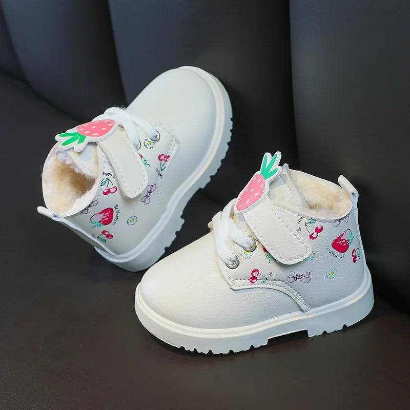Zapatos NiñaKid Snow Boot Winter Boot Girl Princess Shoes Soft Soled Walking Shoes Baby Ankle Boots Fashion Leather Boot Kid Shoes