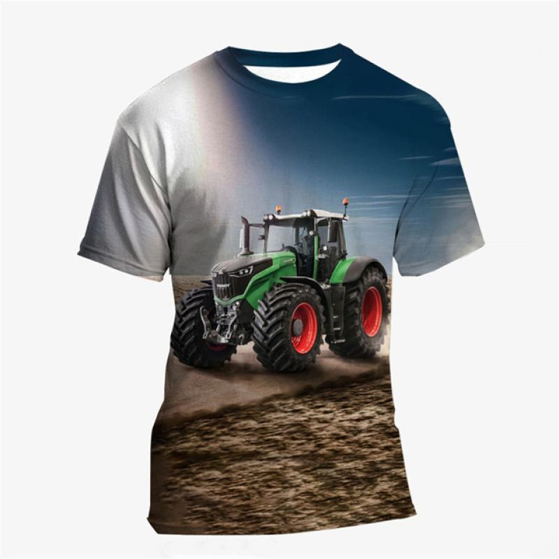 Верхняя одежда для детей 2024 года, новые летние повседневные детские футболки, футболка для мальчиков, 23 цвета, футболки с изображением машин, тракторов, для девочек