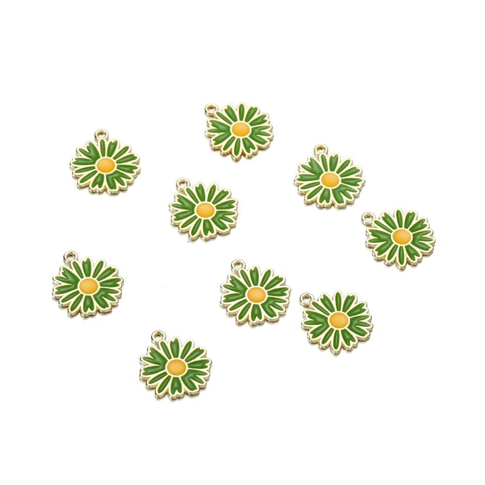 10Pcs/lot Mix Style Colorful Flower Pendants Enamel Metal Necklace Bracelet Charms For DIY Jewelry Making Supplies Accessories