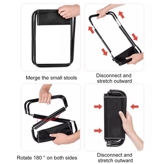 Outdoor Folding Stool with Storage Bag Portable Lightweight Heavy Duty Camping Backpacking Travel Beach Picnic Fishing Collapsible Chair Seat