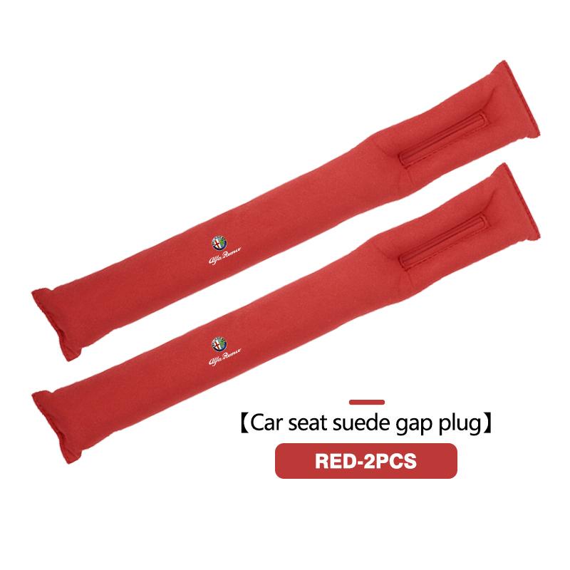 YHLOV1 Suede Car Logo Seat Gap Filler Seat Seam Leak-proof Plug Strip For Alfa Romeo GT Stelvio F1 Brera Volante Tonale Gloria Disco