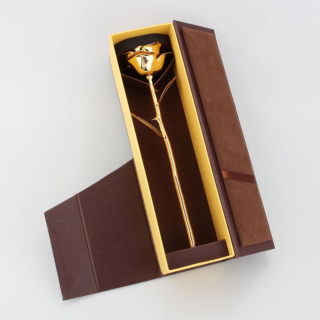 Gold Rose Premium Long Stem Gold Dipped Real Rose Flower Mothers Day Birthday Anniversary Gift