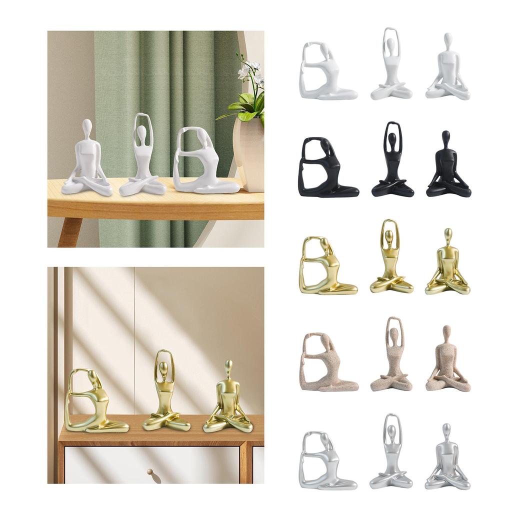 3Pcs Yoga Women Statue Yoga Figures Modern Creative Yoga Figurine Sculpture for Yoga Studio Desk Indoor Dining Room Decoration