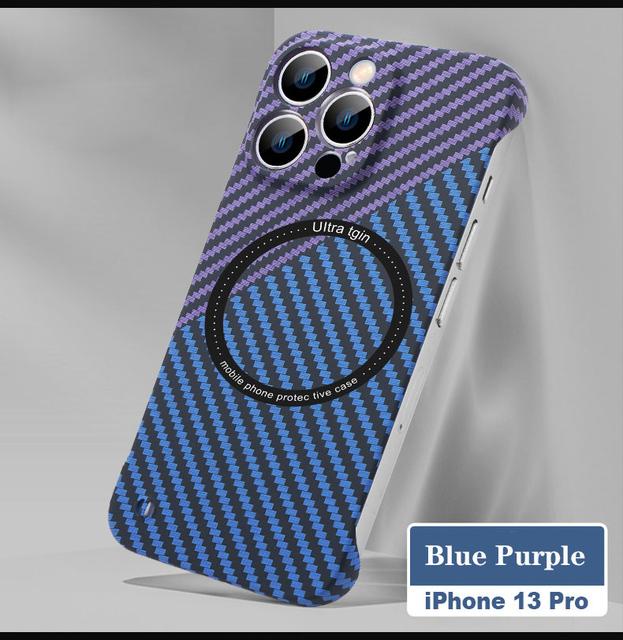 Магнитный чехол для беспроводной зарядки Magsafe для Iphone 13 12 11 Pro Max 13pro, ультратонкий бескаркасный чехол из углеродного волокна с узором