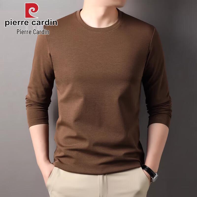 Pierre Cardin Men's Mulberry Silk Blend Long-Sleeve Round-Neck T-Shirt
