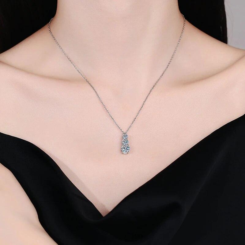 D Color 1.8CT All Moissanite Necklace For Women S925 Sterling Silver with White Gold Plated Lab Diamond Wedding Party Jewelry