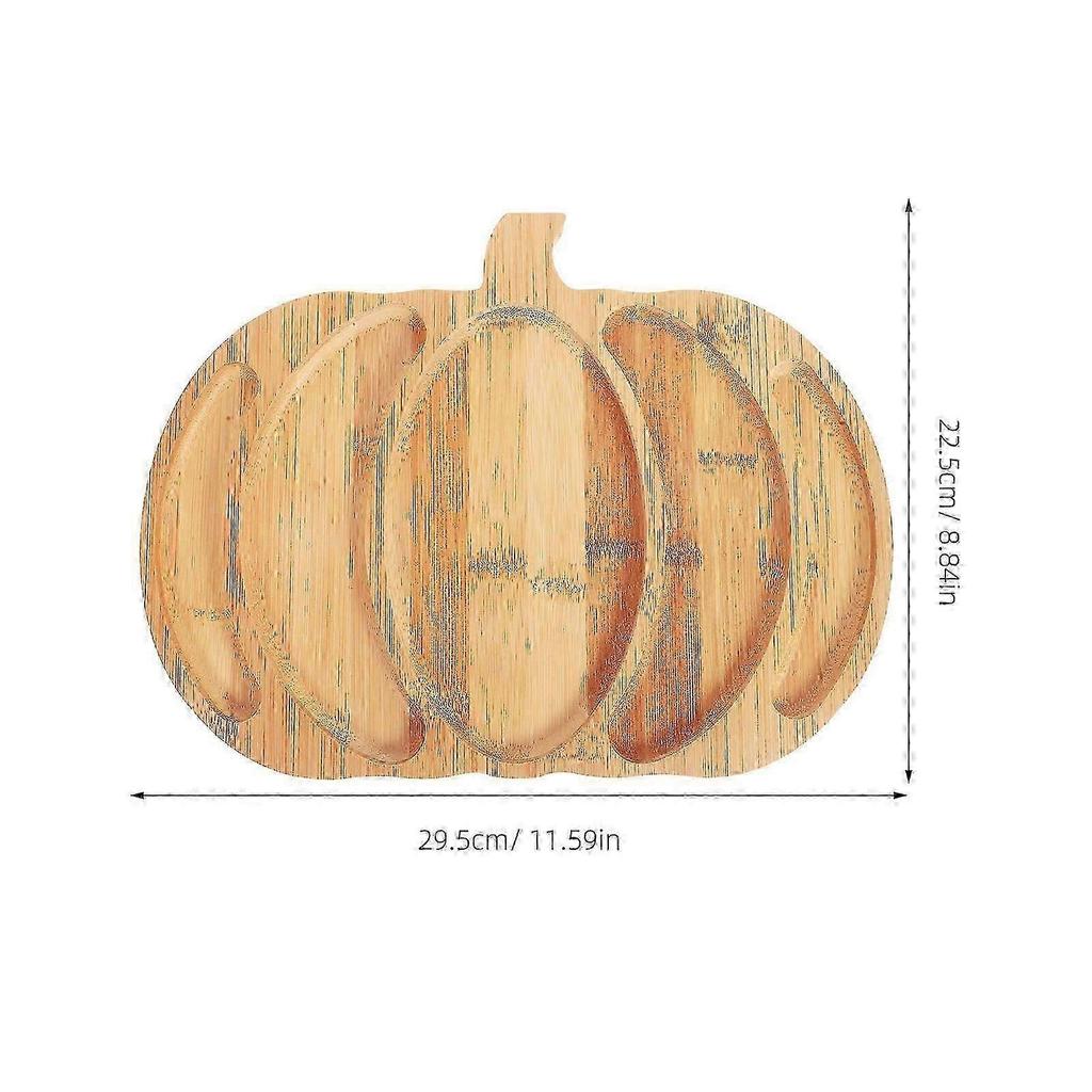 Pumpkin-Shaped Wooden Serving Tray for Halloween Parties and Thanksgiving Family Gatherings 29.50X22.50X1.50CM Light Yellow 1Set