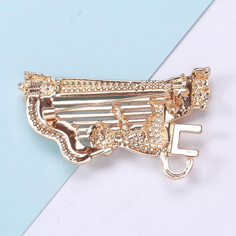 Female Fashion Crystal Cute Piano Cat Brooches For Women Luxury Gold Color Alloy Enamel Brooch Safety Pins