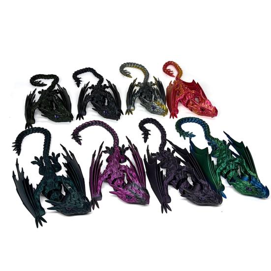 3D Printed Winged Dragon Ornament Flexible Articulated Dragon with Wings Fidget Dragon Toy for Home Office Desk Decor Stress Relief