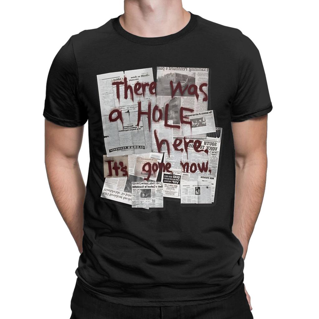 S-Silent Hill There Was a HOLE Here Classic Funny Graphic 100% Cotton T-Shirt Tees Tops For Men
