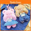 Cream Jinnew Lovely Bear Plush Keychain With Denim Overalls For Collectible Gifts