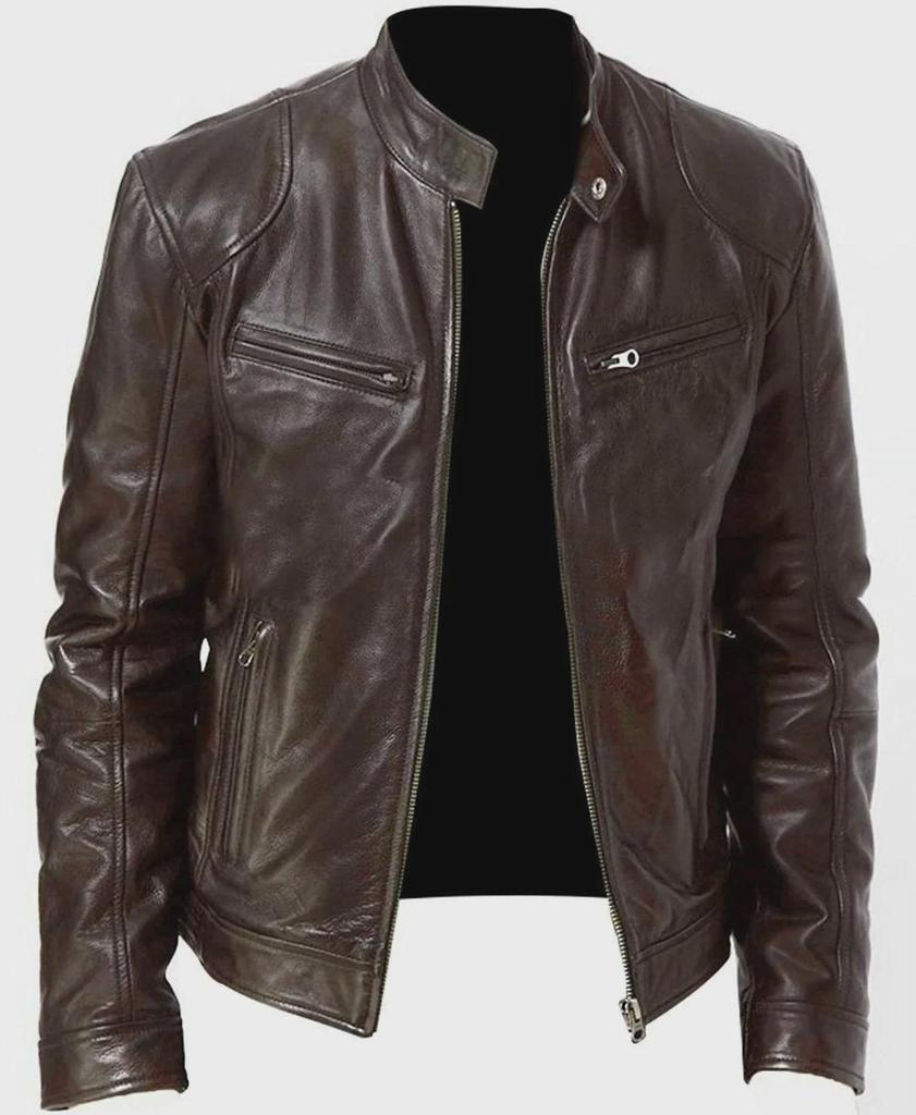Men's PU Leather Bomber Motorcycle Jacket