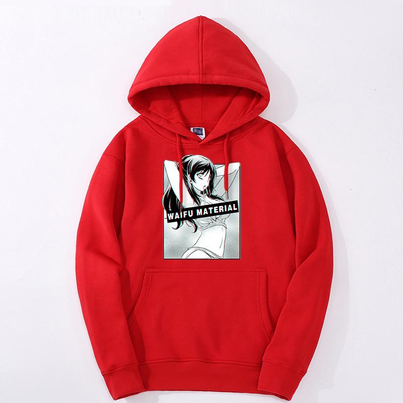 Waifu Material Print Cool Unisexs Hentai Anime Hoodies Sweatshirt Anime Girl Oversize Moletom Fashion New Oversize Tracksuit Hoody